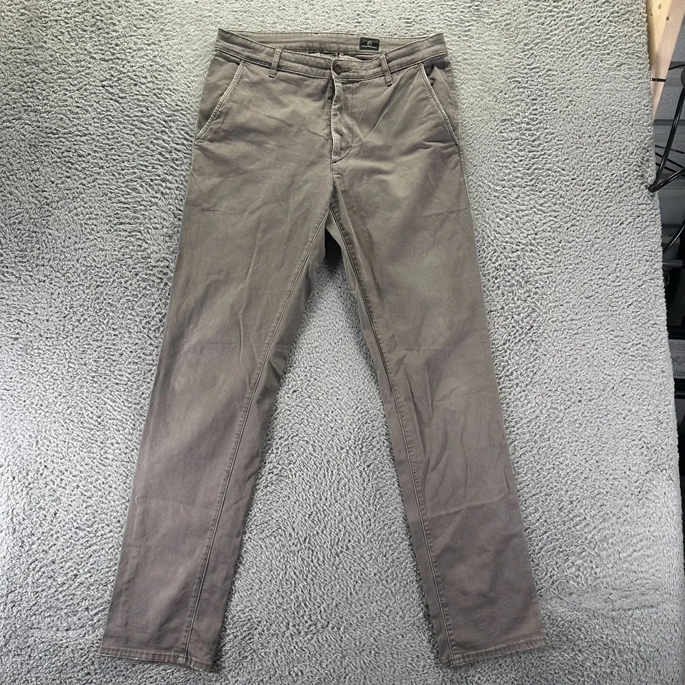 AG Adriano Goldschmied Pant Mens 34x34 Gray Cotton Chino Straight Preppy Career